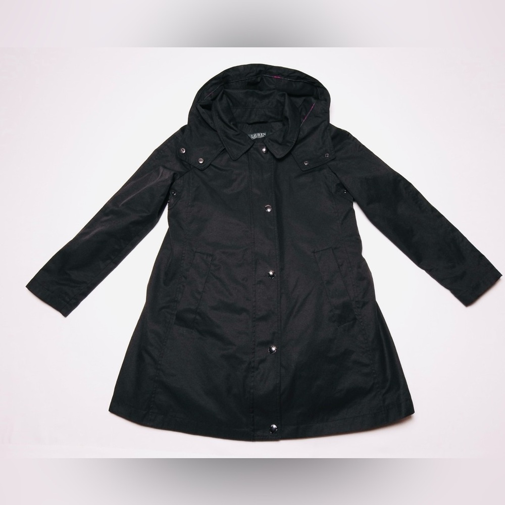 Trench-coat 2 pc LRL Hooded In Black with Liner Women’s PS